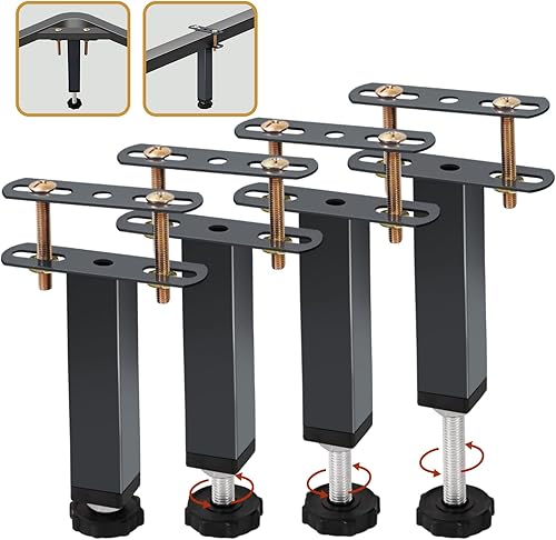 4 patas de soporte central de altura ajustable para marco de cama, patas de soporte de listones de cama para marco de cama de metalmadera, patas de