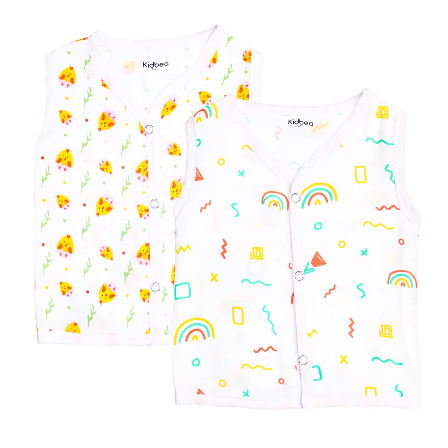 Kidbea® 100% Soft Organic Cotton Muslin Sleeveless Jhabla for Newborn Baby Boys | Regular Fit Vest for Infant Summer wear Set I GOTS Certified-image-11