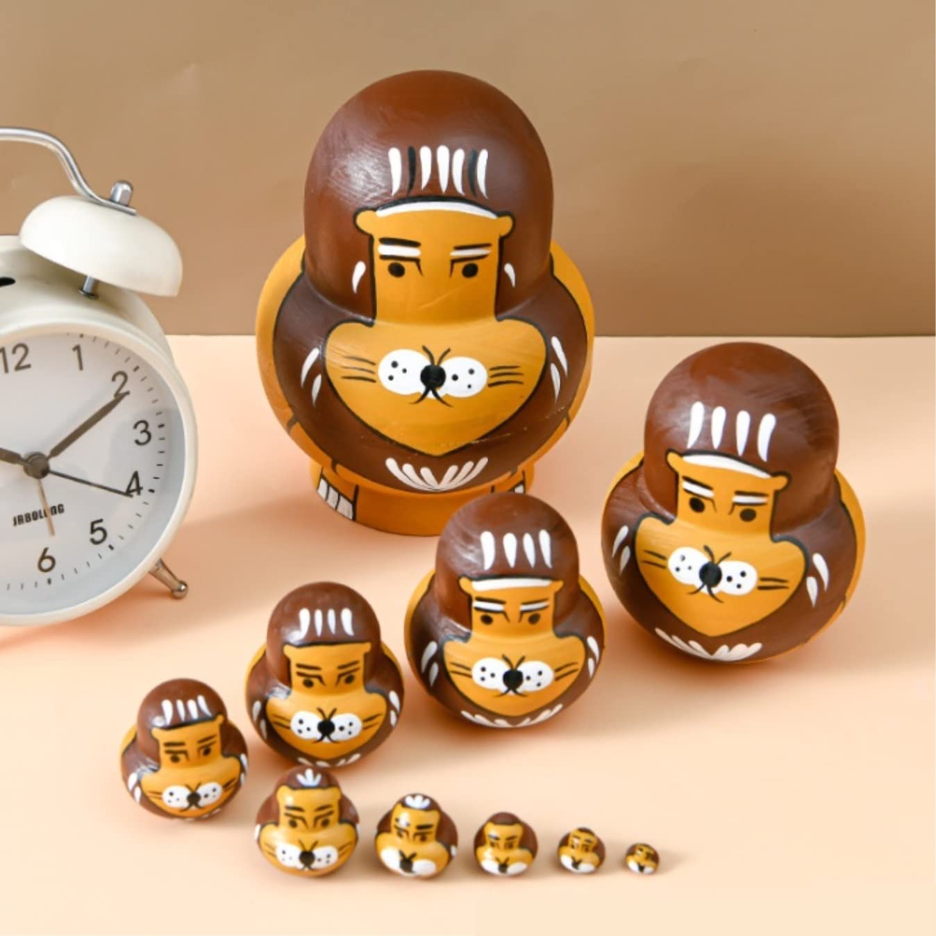 Rosyjskie Matryoshka Drewniane Rosyjskie Zagnieżdżanie Lalki 10 Sztuk Lew Motyw Zwierzęcy Układanie Zagnieżdżania Lalek Ręcznie Robiony Prezent Na Boże Narodzenie Lalka Matrioszka