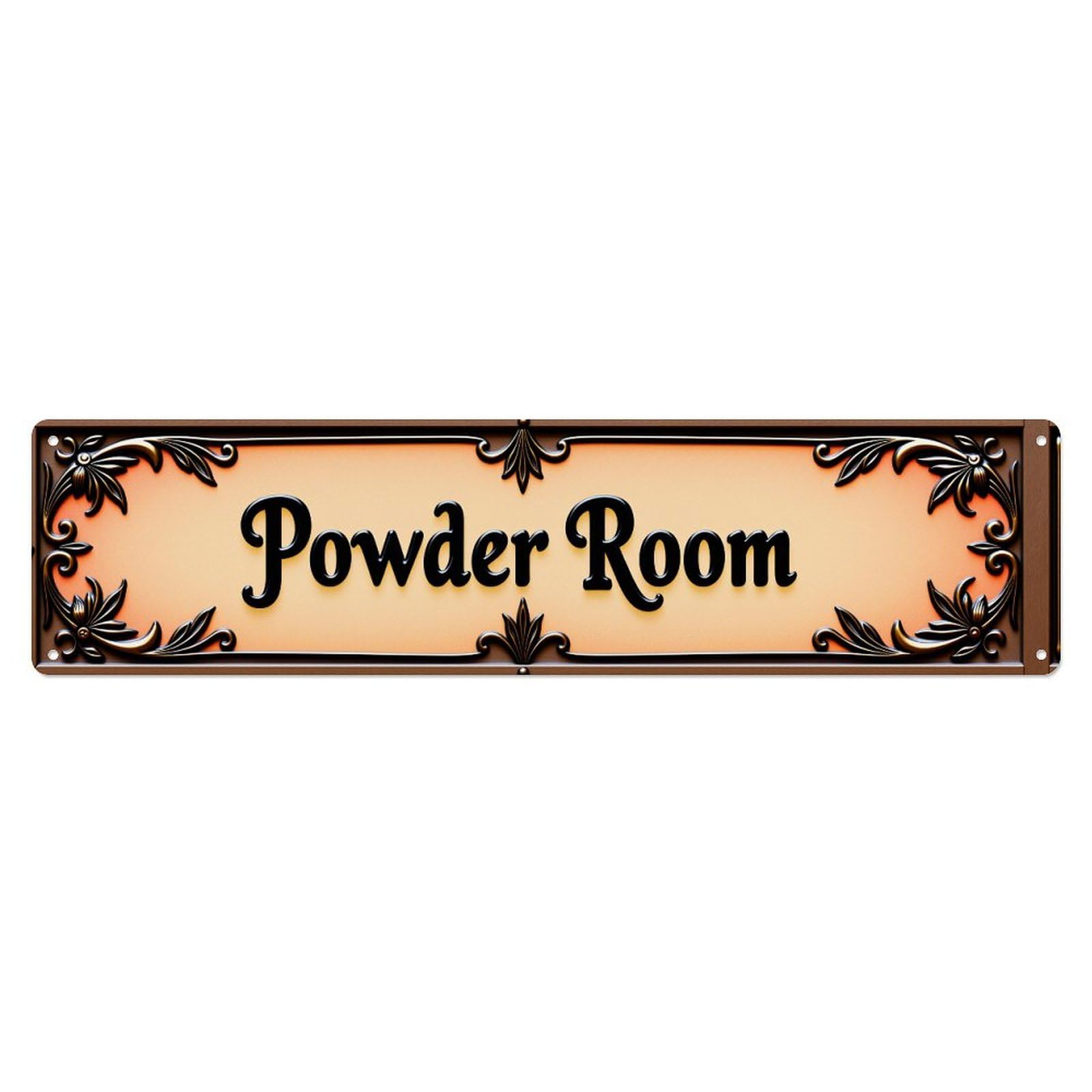 Ornate Frame Powder Room Sign Tin Sign Vintage Metal Poster Retro Bar, Home, Man Cave, Kitchen, Laundry Room Wall Art Decor Gift 4x16 Inch