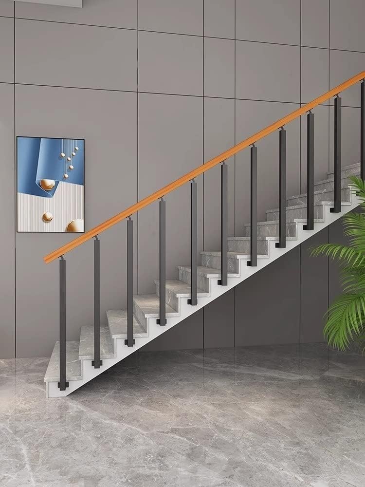 Kit di ringhiere per scale, quadrato, nero, per corridoio, garage, altezza 90 cm, 1 pezzo, barriera di sicurezza durevole per uso domestico e commerciale