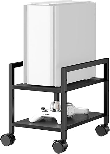 Miniatura 9 de HOOBRO Soporte para PC, soporte de torre de PC de 2 niveles que se adapta a la mayoría de torres de computadora, soporte de CPU para piso, altura