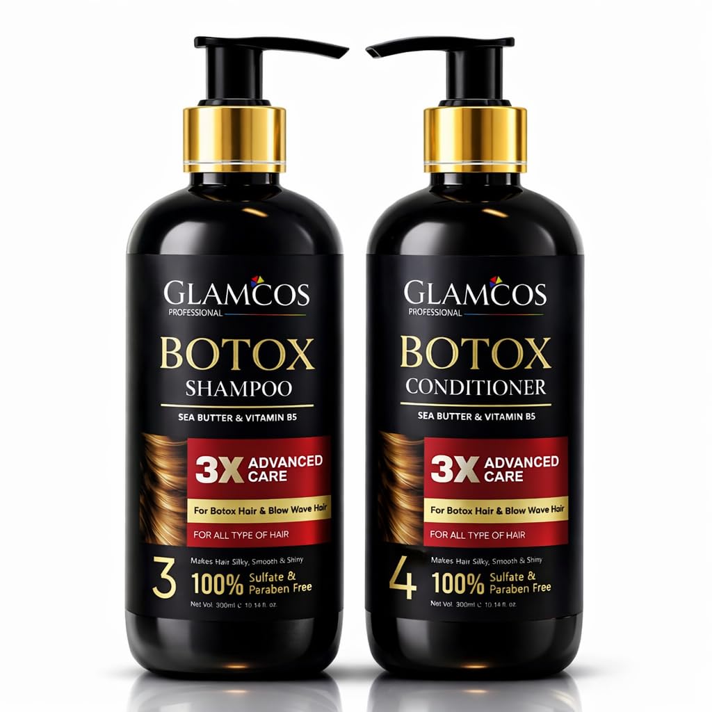 GLAMCOS PROFESSIONAL Boto Shampoo and Conditioner Set, 3X Advanced Care, Repair Dry and Damaged Hair, (Boto Shampoo And Conditionrt 300ml Set)