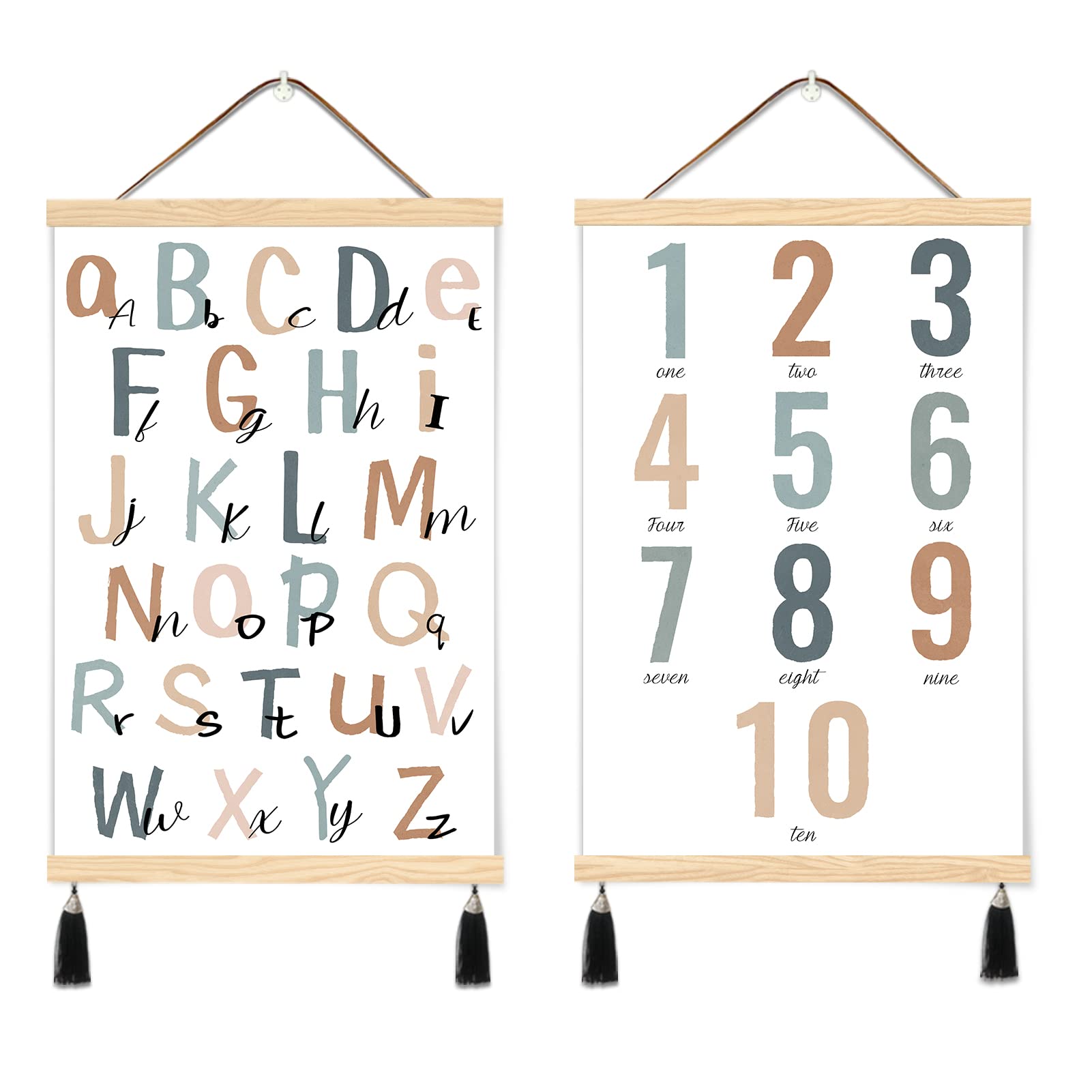 LIYAOLI Alphabet Poster Kids Wall Art 2 Set of 16x24in ABCs for Girls Bedroom Accessories Classroom Playroom Decor