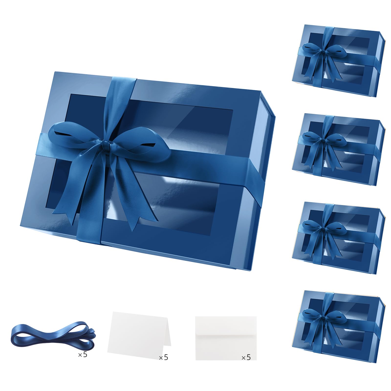 Amazon.com: PACKQUEEN 5 Blue Gift Boxes with Windows, 9x6.5x3.8