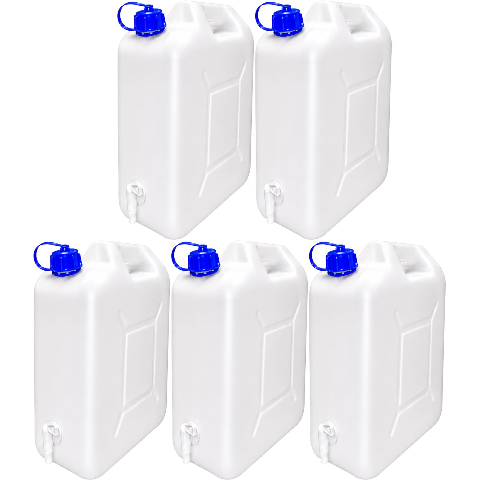 Hossi's Wholesale Wasserkanister mit Zapfhahn lebensmittelecht HDPE Trinkwasserkanister stapelbar UV-beständig mit Deckel & Ausgießer für Camping Wohnmobil Garten Outdoor Notvorrat