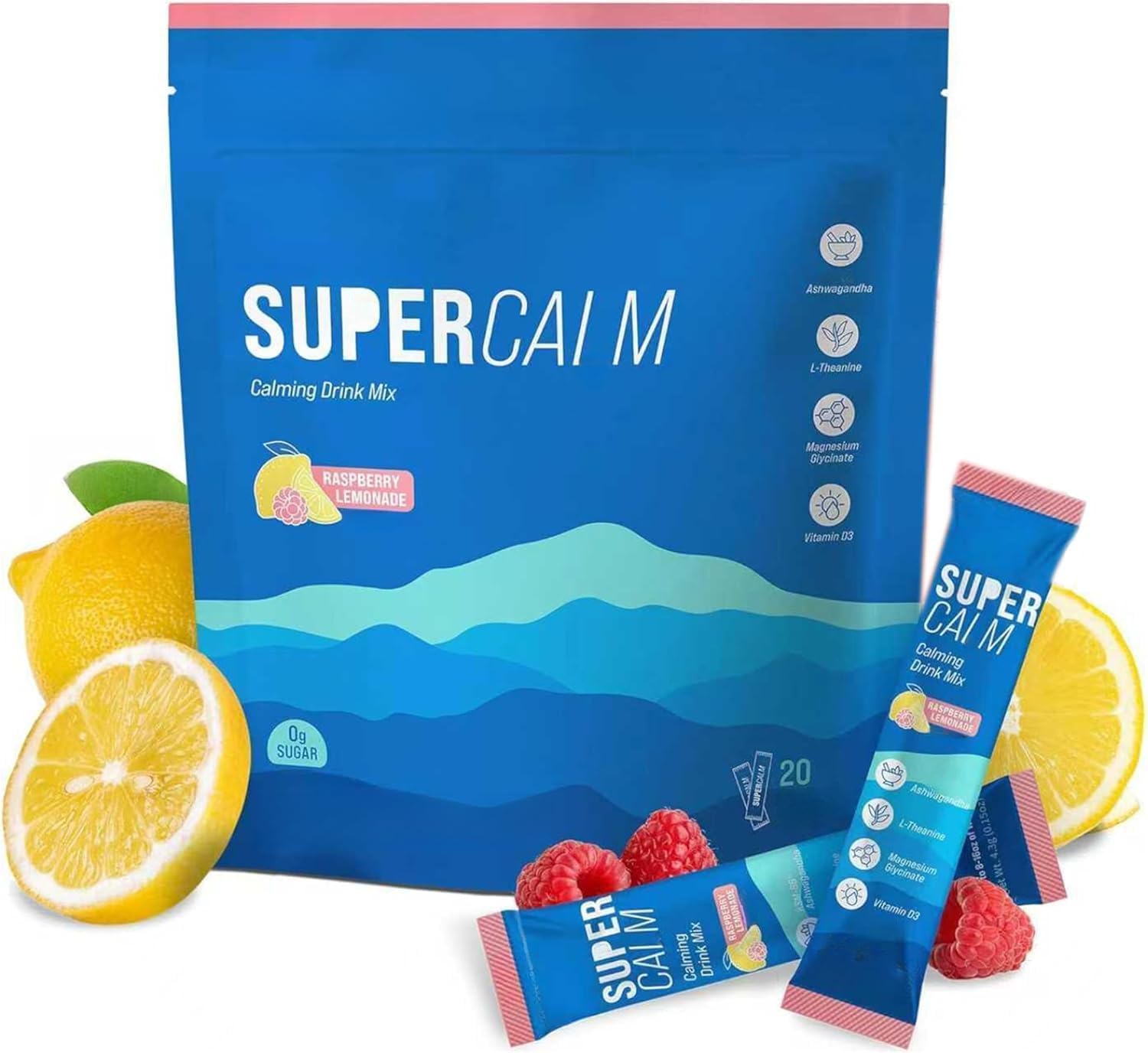 Super-Calm Relaxation Drink Mix, Saveur Citron – Favorise la Concentration et Soulage le Stress, Formule Pure (1 Pack)