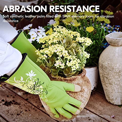 Vgo... 1-Pair Ladies' Synthetic Leather Gardening Gloves, Long Sleeves Gauntlet, Breathable & Grip Work Gloves, High Dexterity, Washable (Size M, Green, Sl7445) #TOP2