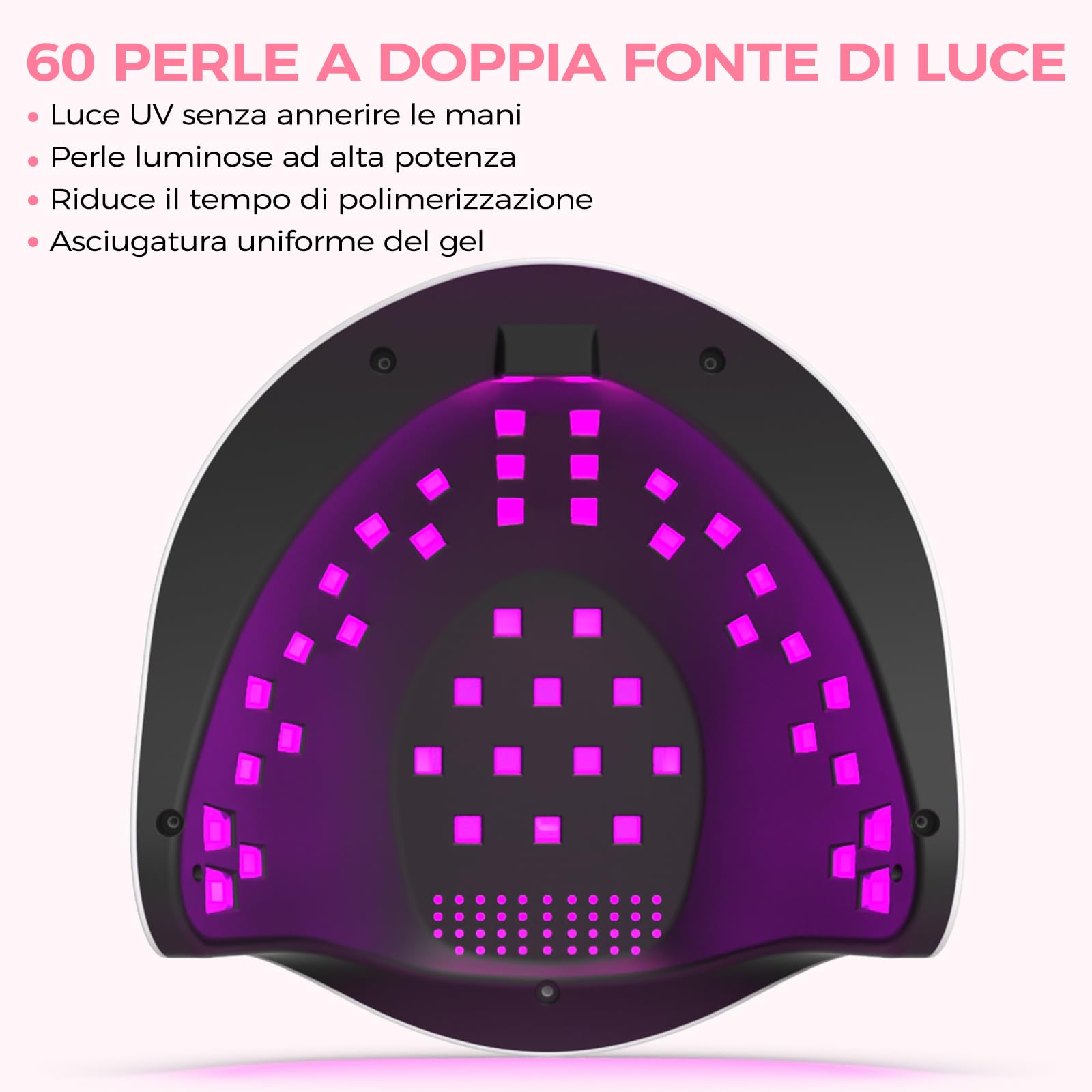 NAILGIRLS Lampade UV Per Unghie, 268W Portatile Lampada per Unghie Asciuga Smalto Fornetto Unghie per Manicure Pedicure,Sensore Di Avvio Automatico Lampada Unghie LED UV,4 Modalità Timer,Display LCD
