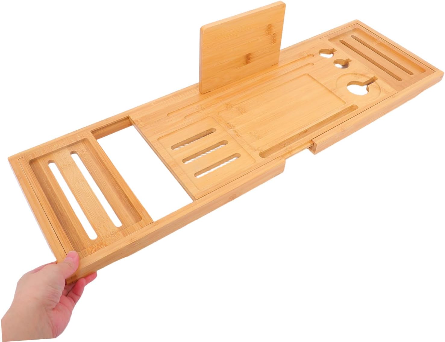 Bath Tub Table Tray Expandable Bamboo Bath Nonslip Tub for Bathtub Storage Organizer Modern