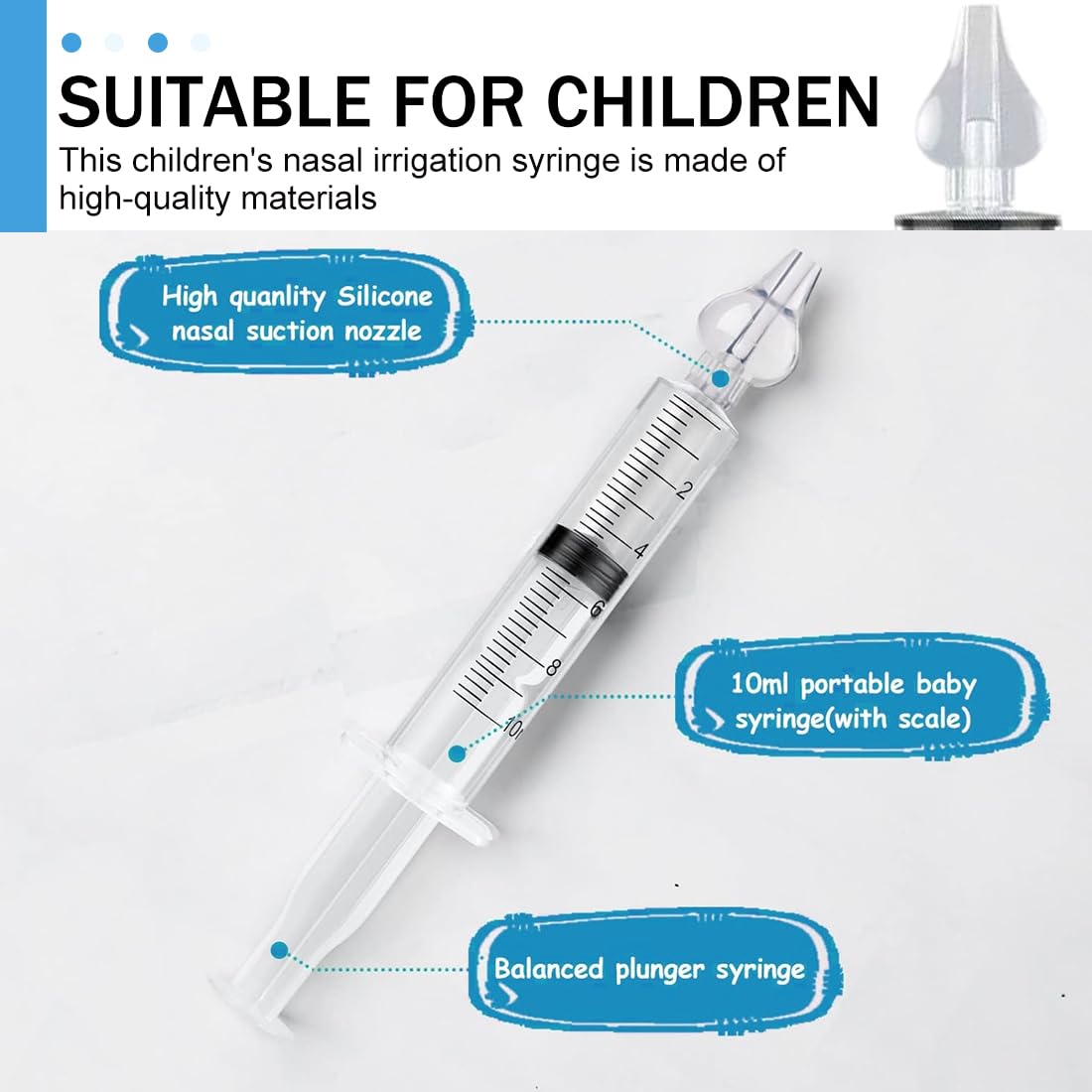 Système de rinçage des sinus, mouches bébé seringue nasale Lot de 6-Dispositif, seringues avec embouts silicone souple, Professionnel pour irrigateur nasal nettoyeur de nez pour nourrisson portable