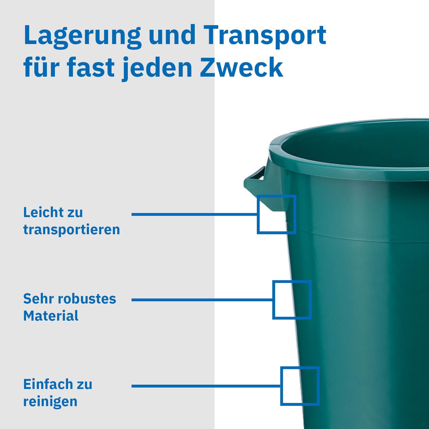 Kunststofftonne 50 Liter mit Deckel lebensmittelecht stapelbar Weiß