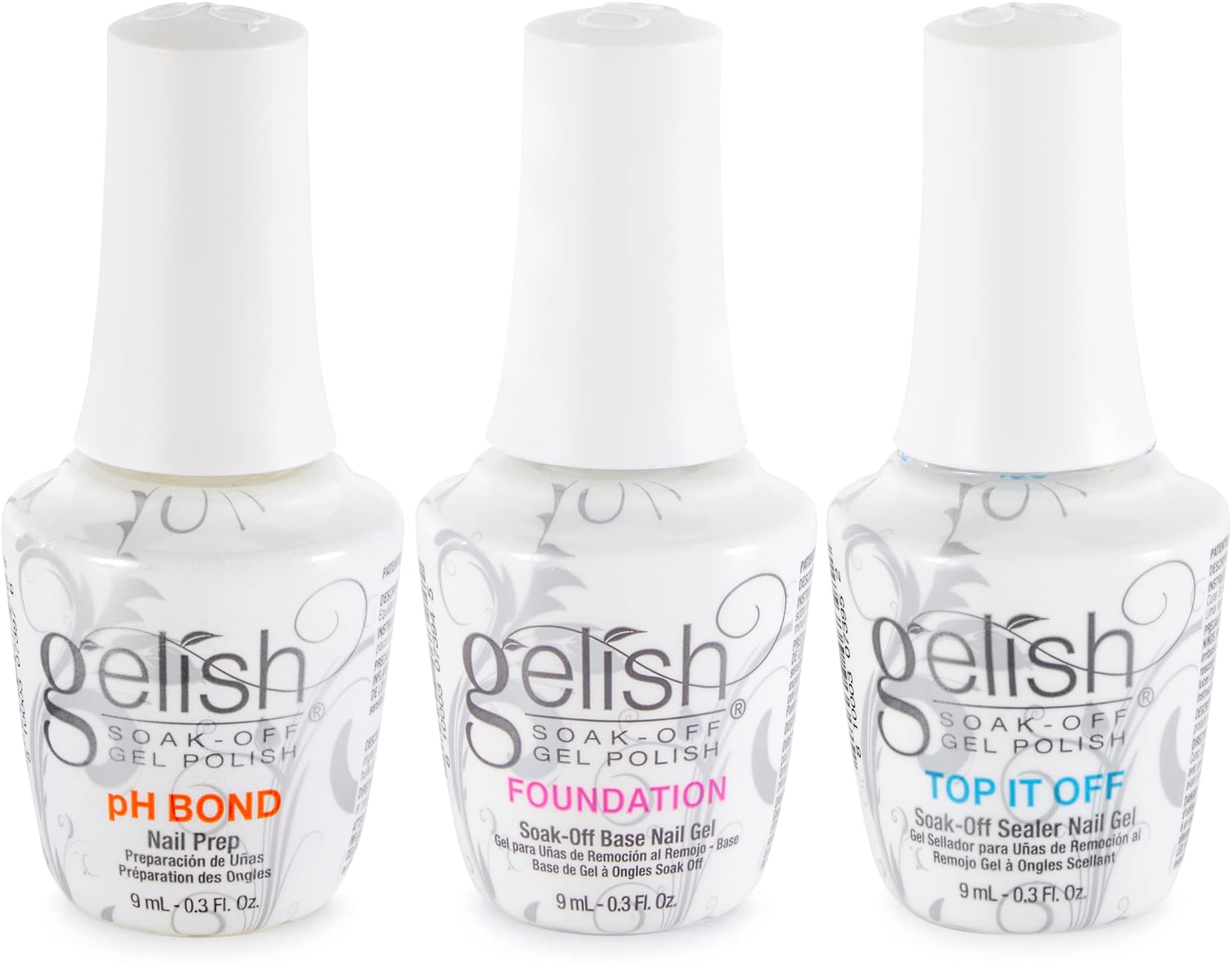 Mini Terrific Trio Collection 9 mL Soak Off Gel Nail Polish Kit with pH Bond, Foundation Base, and Top It Off