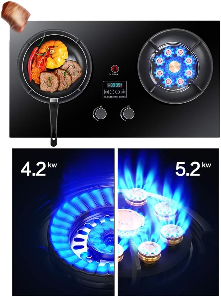 71Cm Built-In Gas Cooktop,2 Burners Stainless Steel Gas Hob Cooker,With Shaped Windproof Pot Rack And Anti-Scalding Reminder (B NG) (C LPG)