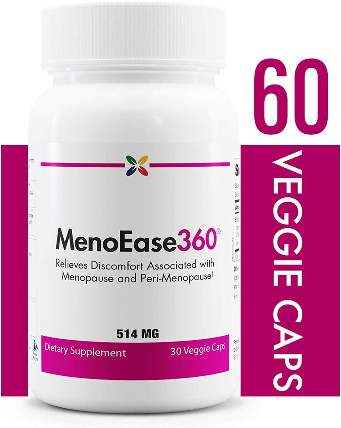 Stop Aging Now - MenoEase360 Menopause Support Formula - Relieves Discomfort Associated with Menopause and Peri-Menopause - 30 Veggie Caps