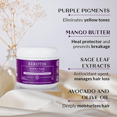 Miniatura 4 de Mascarilla para el cabello morada de querotina - Máscara ultra nutritiva e hidratante para rubias y cabellos plateados elimina los tonos cobrizos e