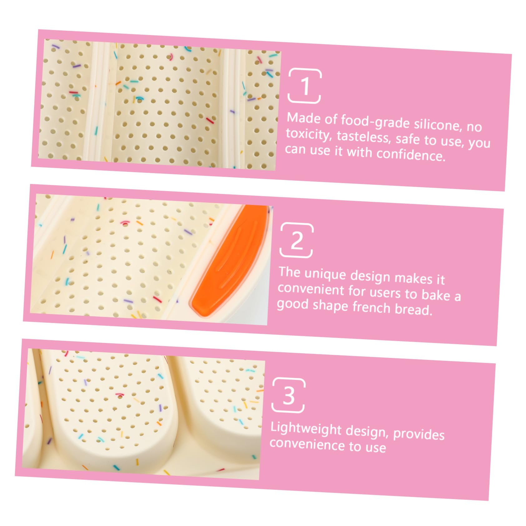 Ciieeo Non-stick Silicone Baking Pan 4 Slot French Bread Kitchen Tool Easy to Use Clean