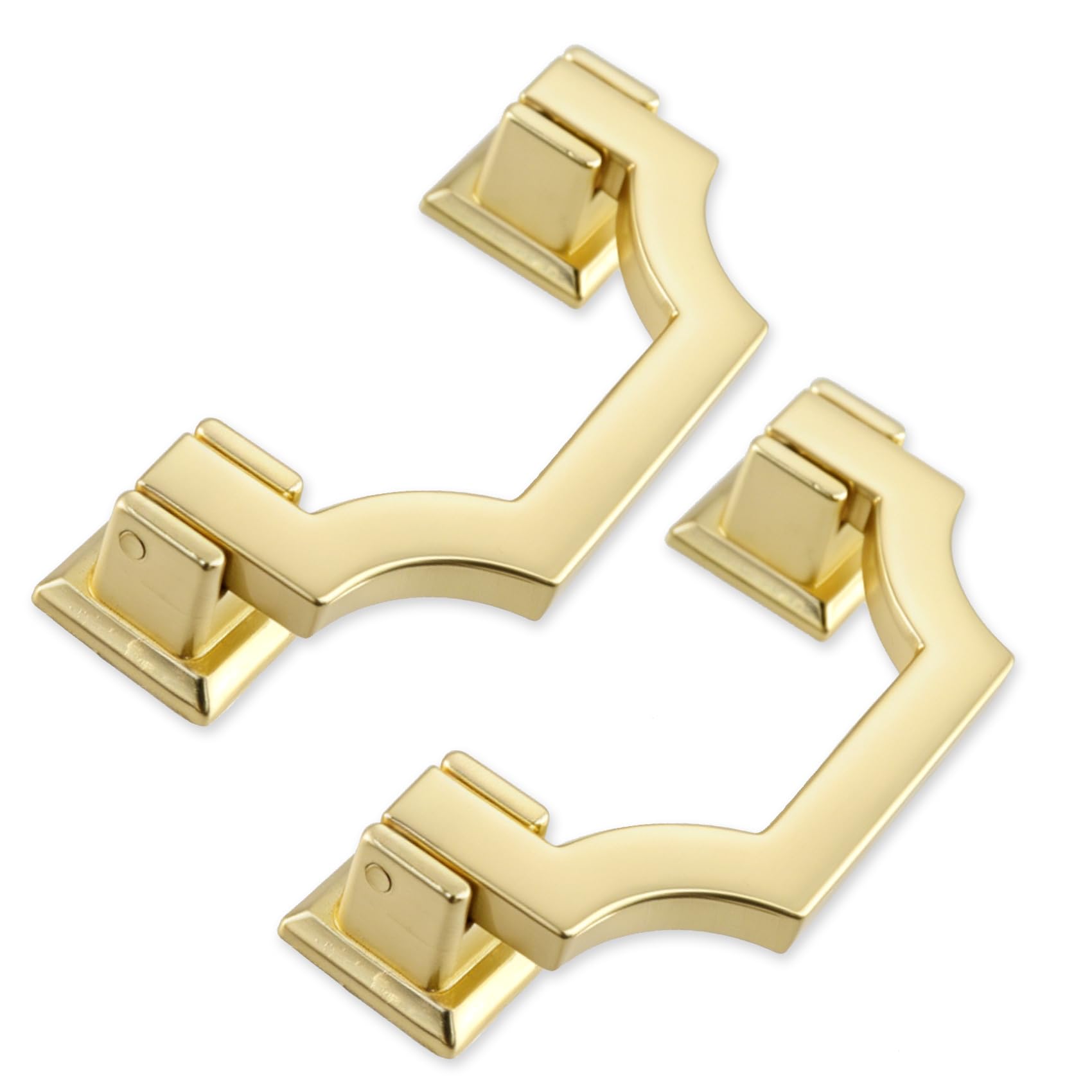 Geesatis 2 Pack Gold Cabinet Pulls, 3.8" Hole Center Solid Zinc Alloy Drawer Handles - Anti-Tarnish & Rust-Proof for Kitchen, Dresser, Drawer, Cupboard, Door with Mounting Screws