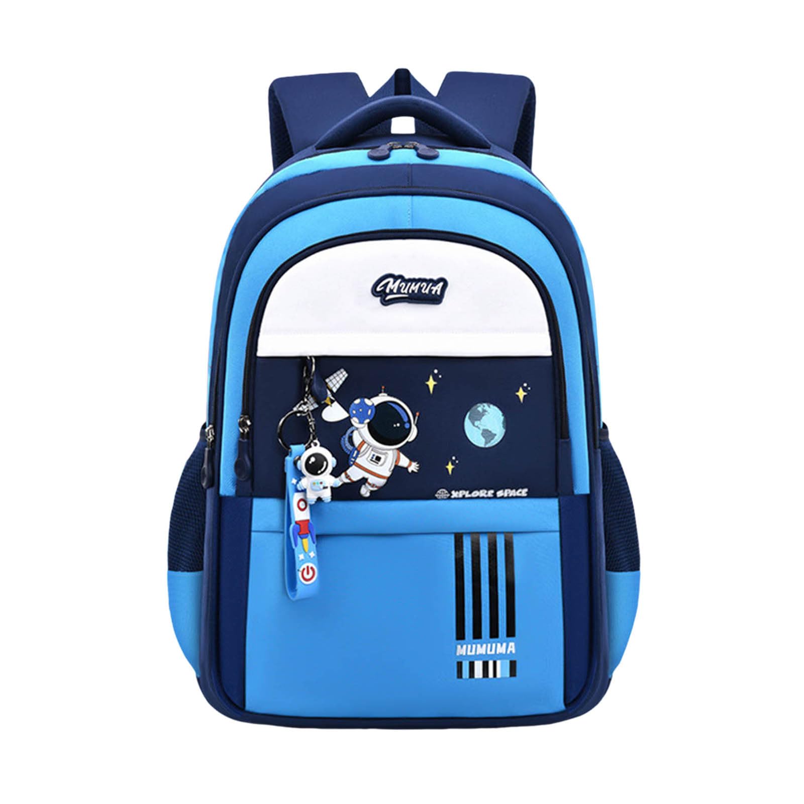 Generisch Zaino per bambini per ragazzi e ragazze, leggero, con diversi scomparti, design carino dei cartoni animati, per ragazzi e ragazze, ideale per la scuola e la vita quotidiana, Celeste., Taglia