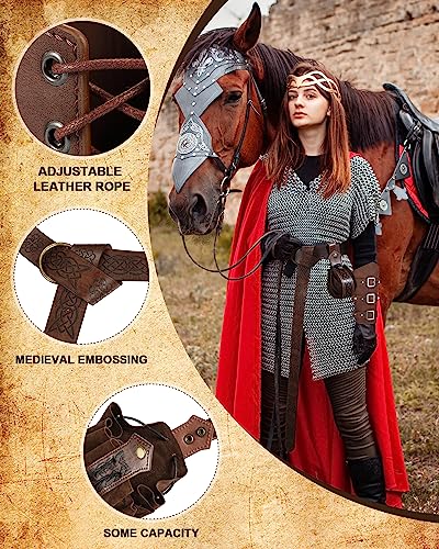 leifide medieval viking belt faux leather arm guards renaissance accessories viking leather bracers medieval bag