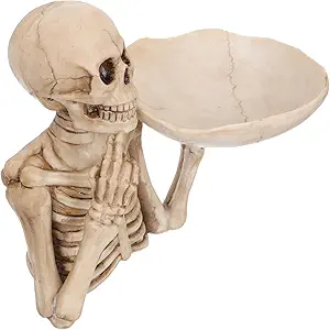 Skeleton Candy Dish Skull Head Halloween Decoration Halloween Bowl Snack Tray Home Desk Decoration, 22x21cm.