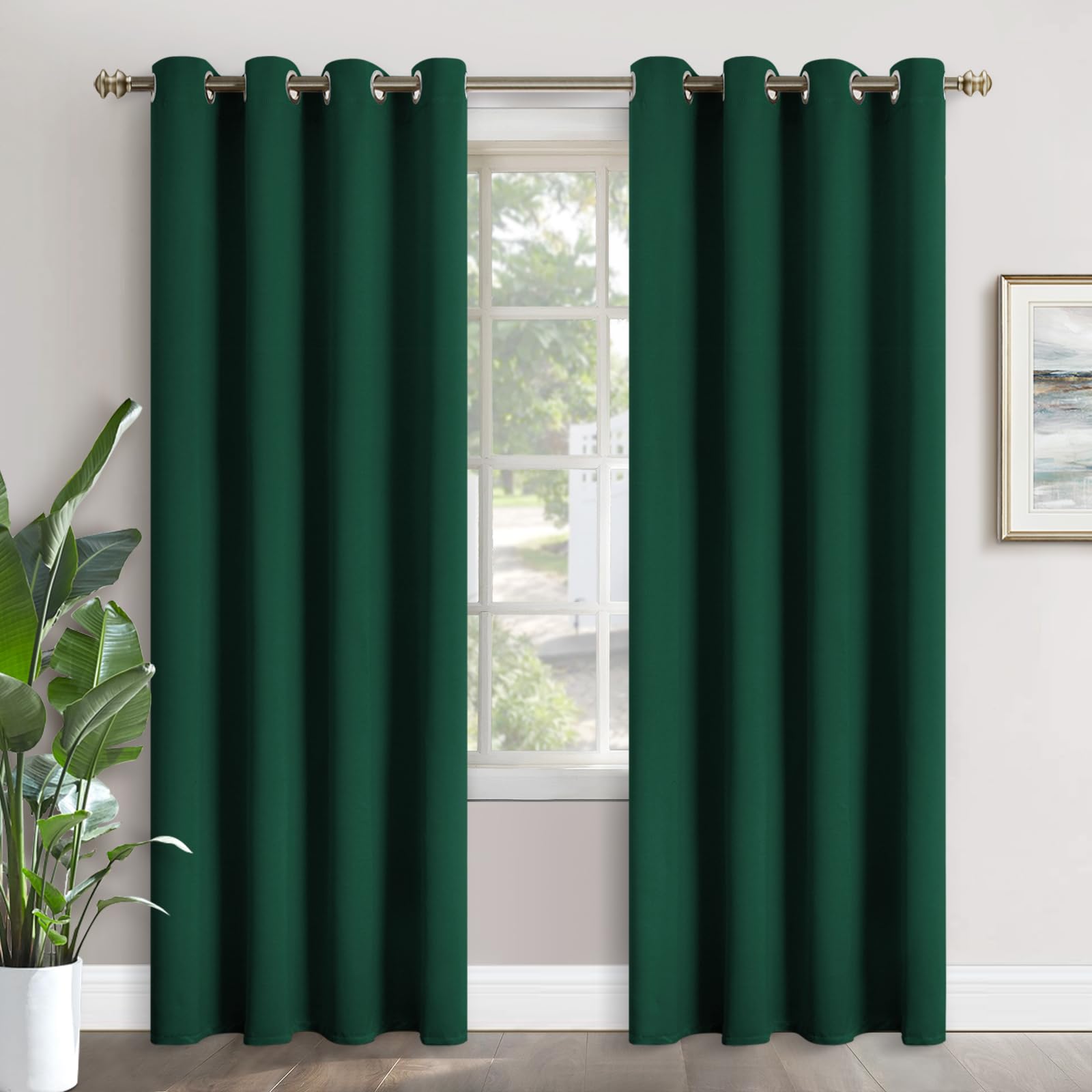 YoungsTex Emerald Green Blackout Curtains 90 Inch Length for Living Room - Thermal Insulated Drapes with Grommet Room Darkening Privacy for Christmas Decor Bedroom, 2 Panels, 52 x 90 Inch — image 1