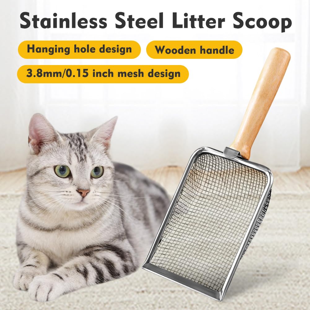 Cat Litter Scoop, Beach Mesh Shovel,Practical Beach Deep Shovel, Stainless Steel Mesh Scooper,Heavy Duty Litter Scooper - Image 4