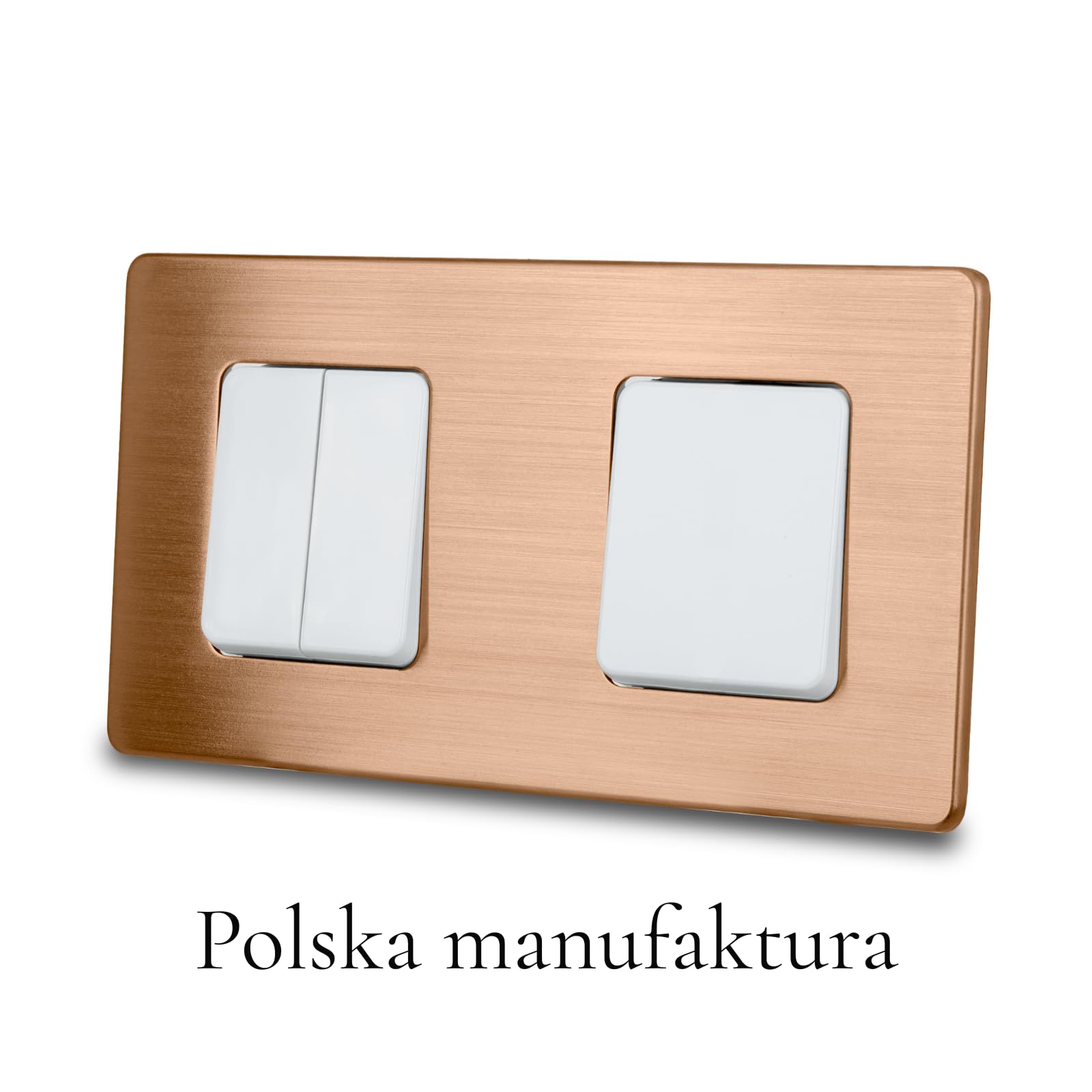 Włącznik Światła Potrójny Biały Schodowy Stal Szczotkowana PVD Copper