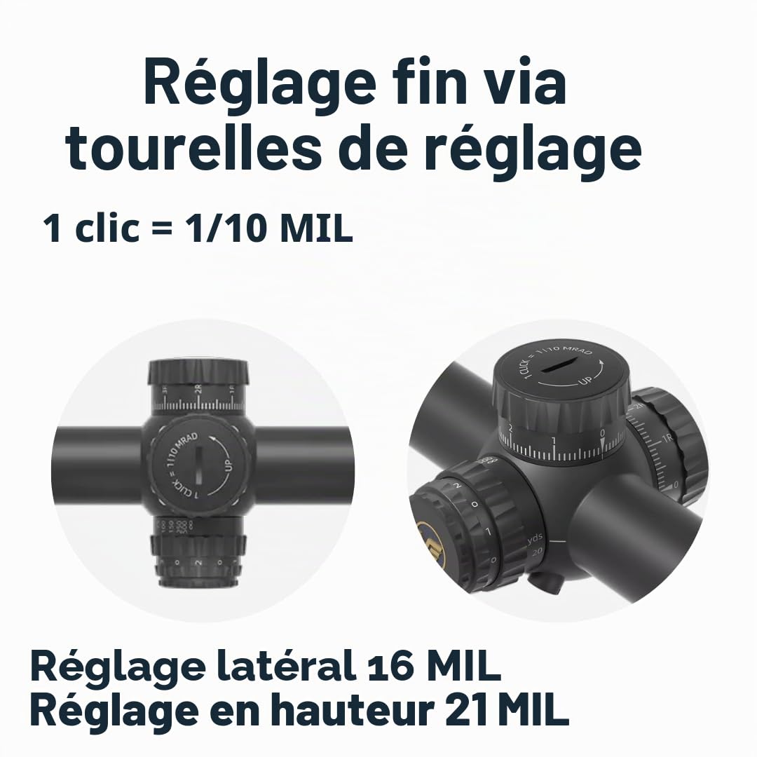 Vector Optics SCFF-65 Tauron 4-24x50FFP Genii Lunette de visée pour le sport, l'airsoft et la chasse, fusil à air, visière cible, lunette de visée de fusil, Rifle Scope, nombreux accessoires