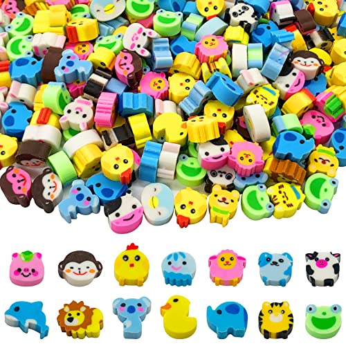 300 Pieces Animal Mini Erasers Assortment Novelty...