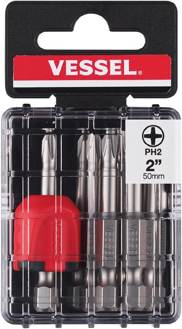 VESSEL Neck Torsion Power Bits +2x50 (2") 10pcs with Mag Enhancer (Tic Tac) MGEPH250P10T
