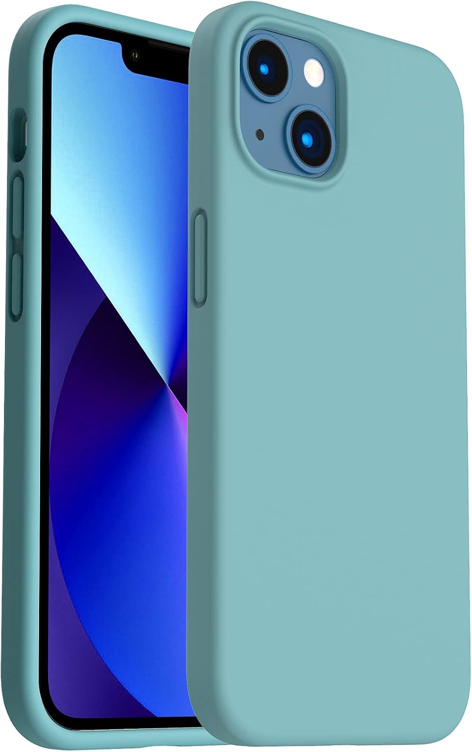 ORNARTO Shockproof Liquid Silicone Designed for iPhone 13 Case Gel Rubber Full Body Protection Anti-Shock Cover Case Drop Protection 6.1inch-Cactus