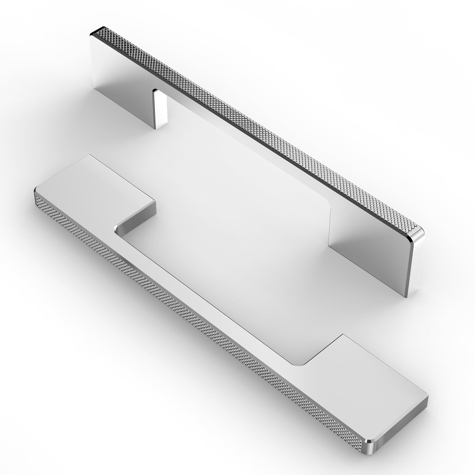 Furniware 10-Piece Kitchen Cabinet Hardware - Chrome Carving Drawer Pulls & Door Handles (6.3 Inch Hole Center)