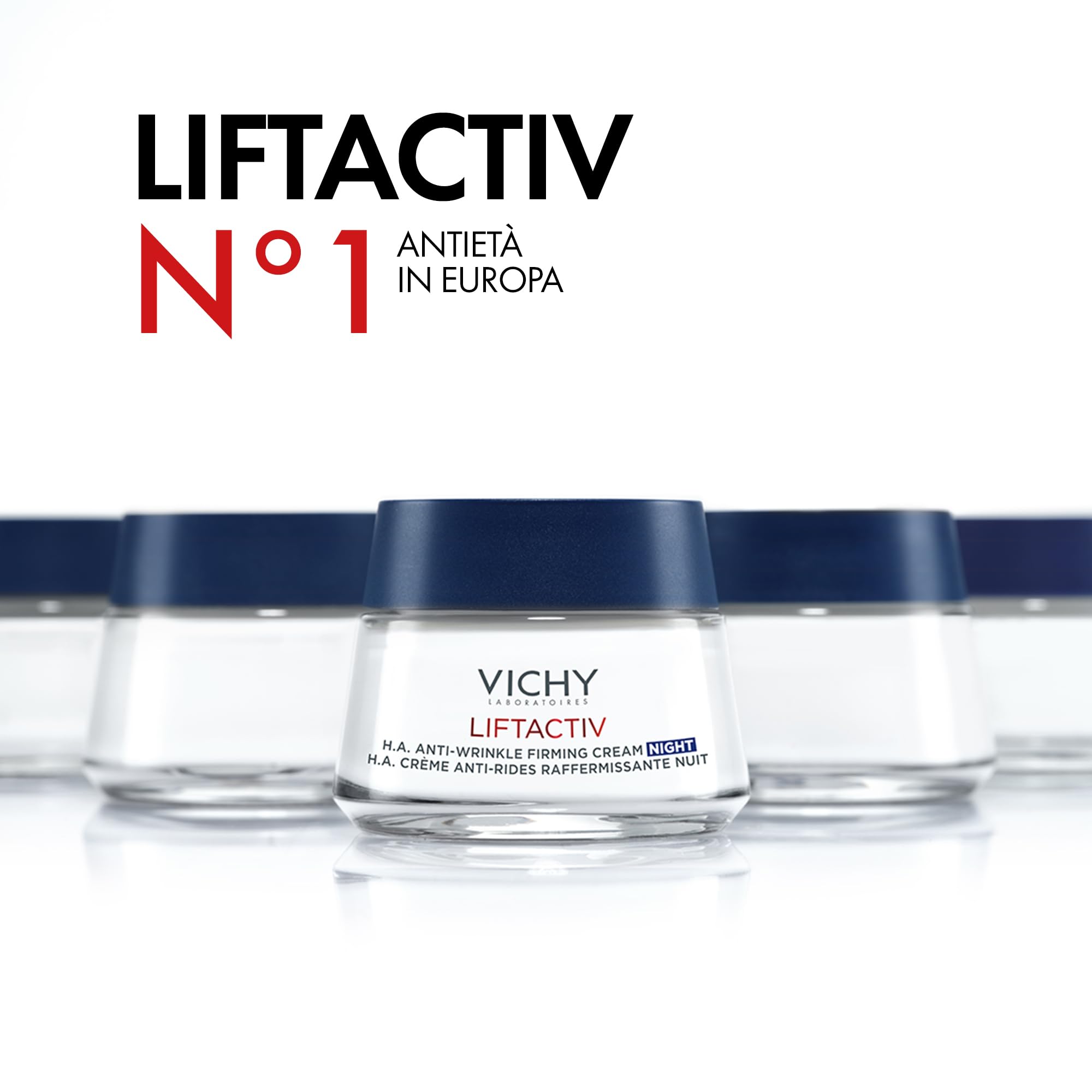 Vichy Liftactiv H.A. Crema Anti-Rughe Rassodante Notte con Acido Ialuronico Puro, Ramnosio e Vitamina C, 50 ml