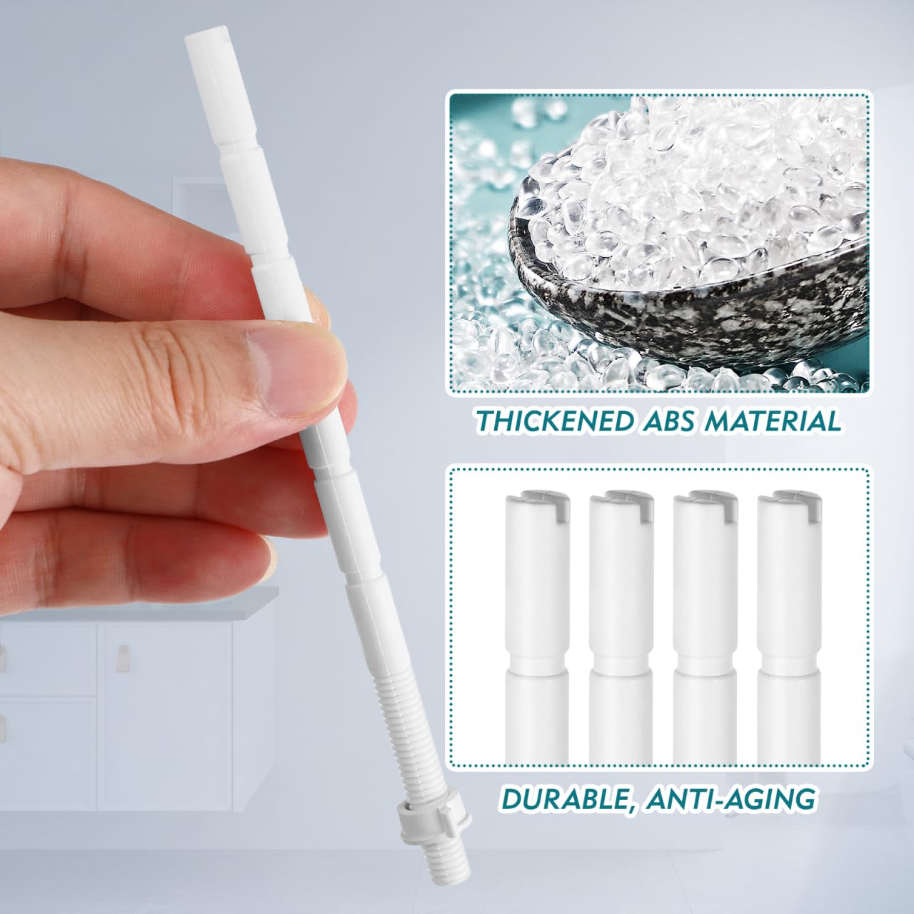 Homoyoyo 10pcs Toilet Button Screw Dual Push Buttons Rods Toilet Push Button Rod Flushing Tank Buttons Rods Parts Bathroom Toilet Flush Button Rod White Toilet Water Lengthen Plastic - Image 3
