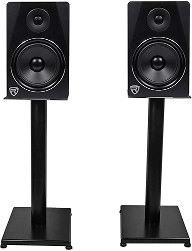 Miniatura 6 de Rockville RS21B - Soportes de acero para altavoces de 21 pulgadas, capacidad de 60 libras, gestión de cables, almohadillas antivibraciones, para