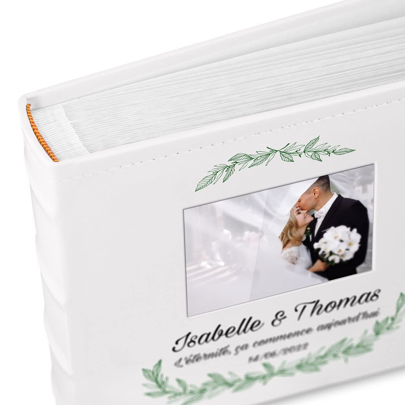 Maverton Album photos à pochettes - Album Photo personnalisé avec une poche ouvrable sur la couverture - Cadeau mariage - Cadeau personnalisé - Livre photo pour mariage - Cadeau Noel - éternité