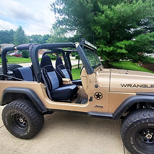 Gearflag Custom-Fit Neoprene Seat Covers For Wrangler Tj 1997-2002 - Full Set (Front And Rear) - Gray/Black #TOP1