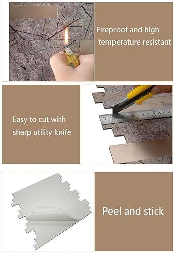 Miniatura 4 de XUANINY 10 hojas de azulejos metálicos para salpicaduras en muro, autoadhesivas, aluminio 3D, paneles de pared para cocina, baño, dormitorio, sala