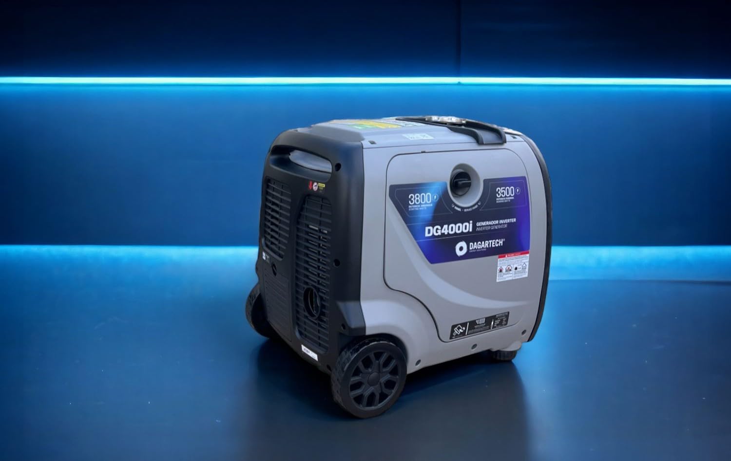 DAGARTECH - Generador Inverter DG4000i a Gasolina 230V 3,5 kW Continuos 3,8 kW Máx con Arranque Eléctrico, Bajo Consumo, PowerPulse y Kit Transporte