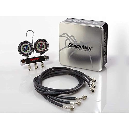 CPS MBH4P5Z BlackMax® Juego de colector y calibre - Incluye mangueras Pro-Set® de 5 pies, básculas Psi y °F, botas de calibre protector, fabricadas