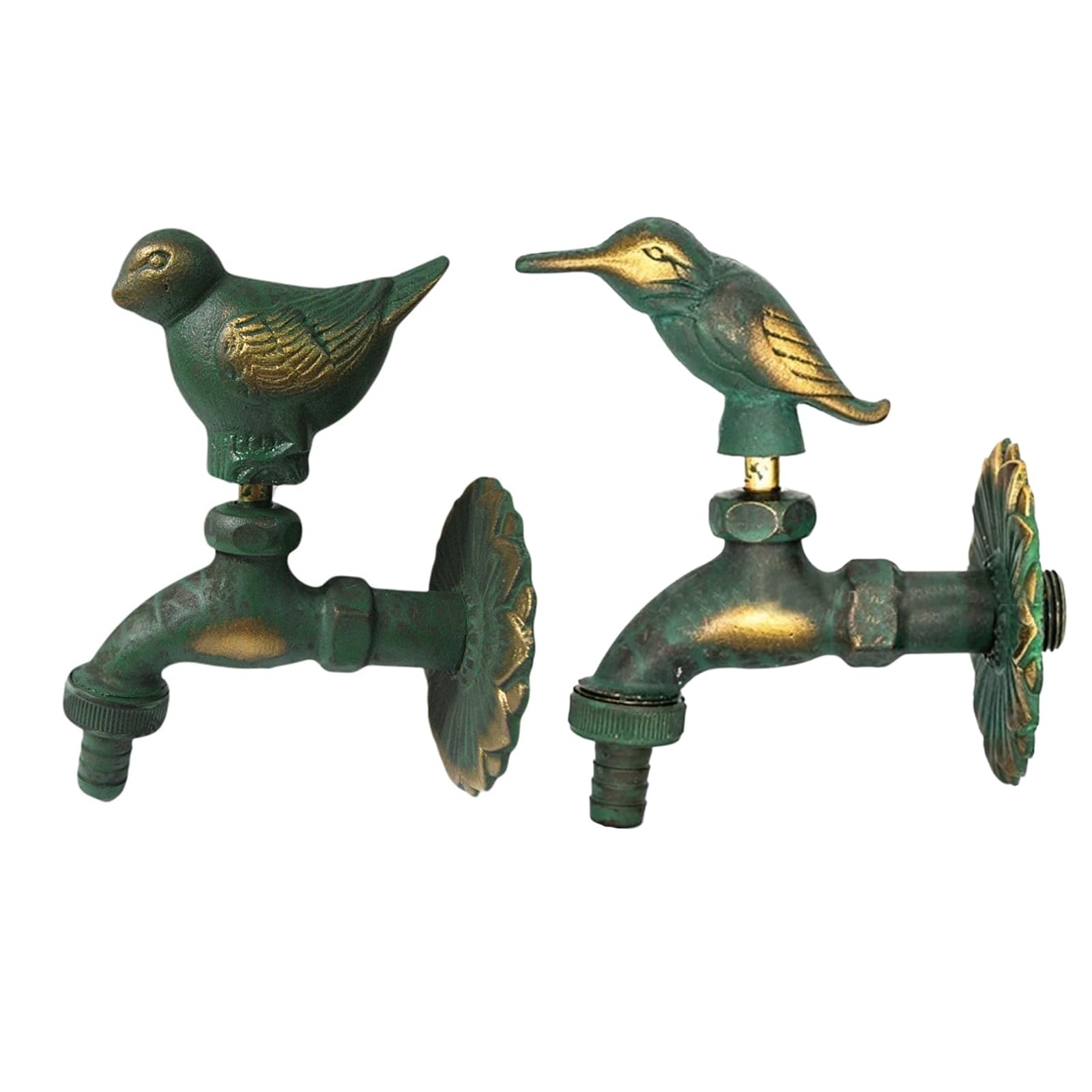 Grifo exterior, grifo de jardín, grifo de manguera de jardín de latón vintage con manija de pájaro carpintería, grifo exterior montado en la pared, imitación de agua al aire libre para tubería de agu