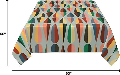 Miniatura 9 de Mantel rectangular retro de mediados de siglo, impermeable, lavable, para decoración de cocina, comedor, 60 x 90 pulgadas