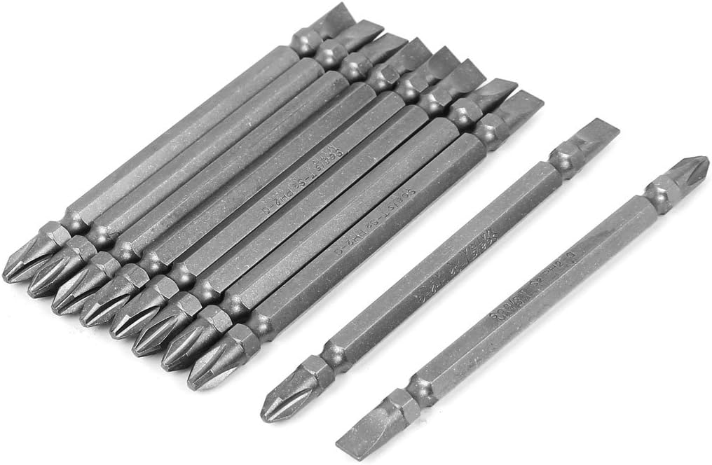 uxcell 65mm Long Dual Head Magnetic Slotted Phillips Screwdriver Bits 10pcs