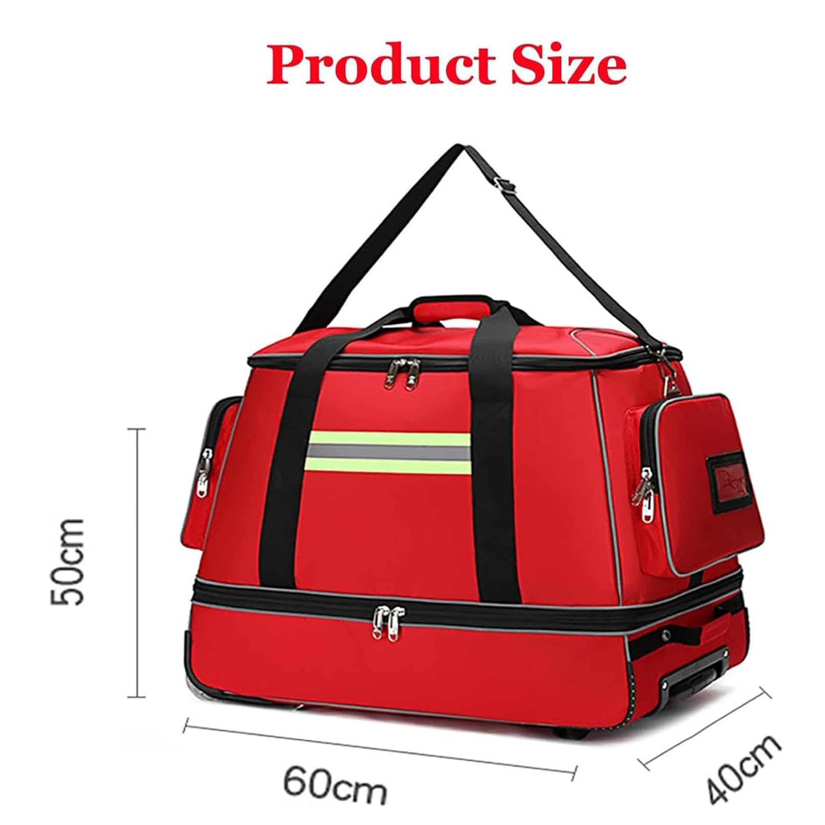 Bolsa de Primeros Auxilios de Emergencia, Bolsa de Primeros Auxilios portátil, Mochila de Alta Capacidad, Bolsa médica con Ruedas y Carrito Impermeable, Color Naranja