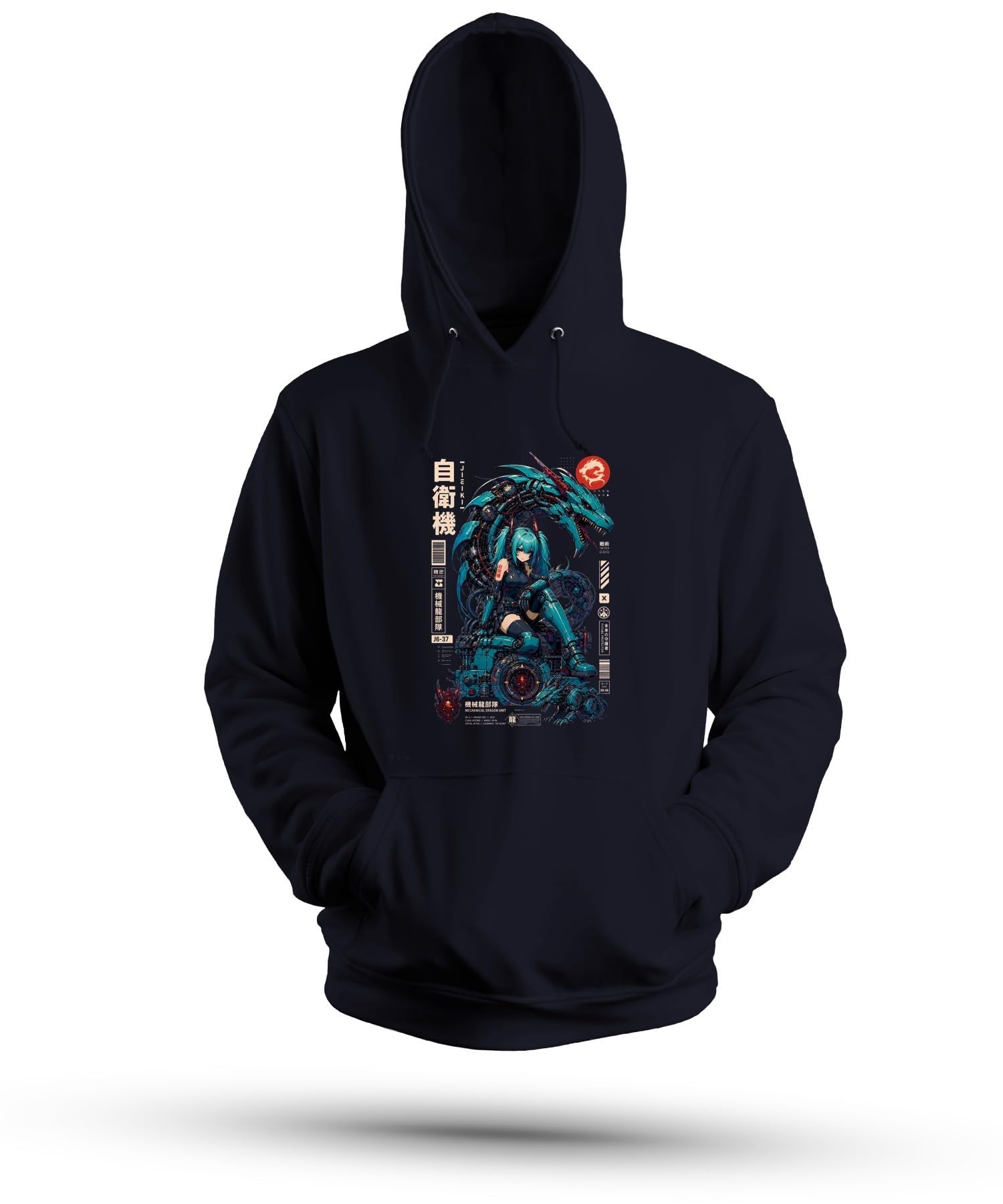 Mechanical Dragon Unit Japan Y2K - Felpa con cappuccio | Cyborg Robot Techwear Otaku Gaming Regalo Nerd Vaporwave Warrior Aesthetic Tactical Future