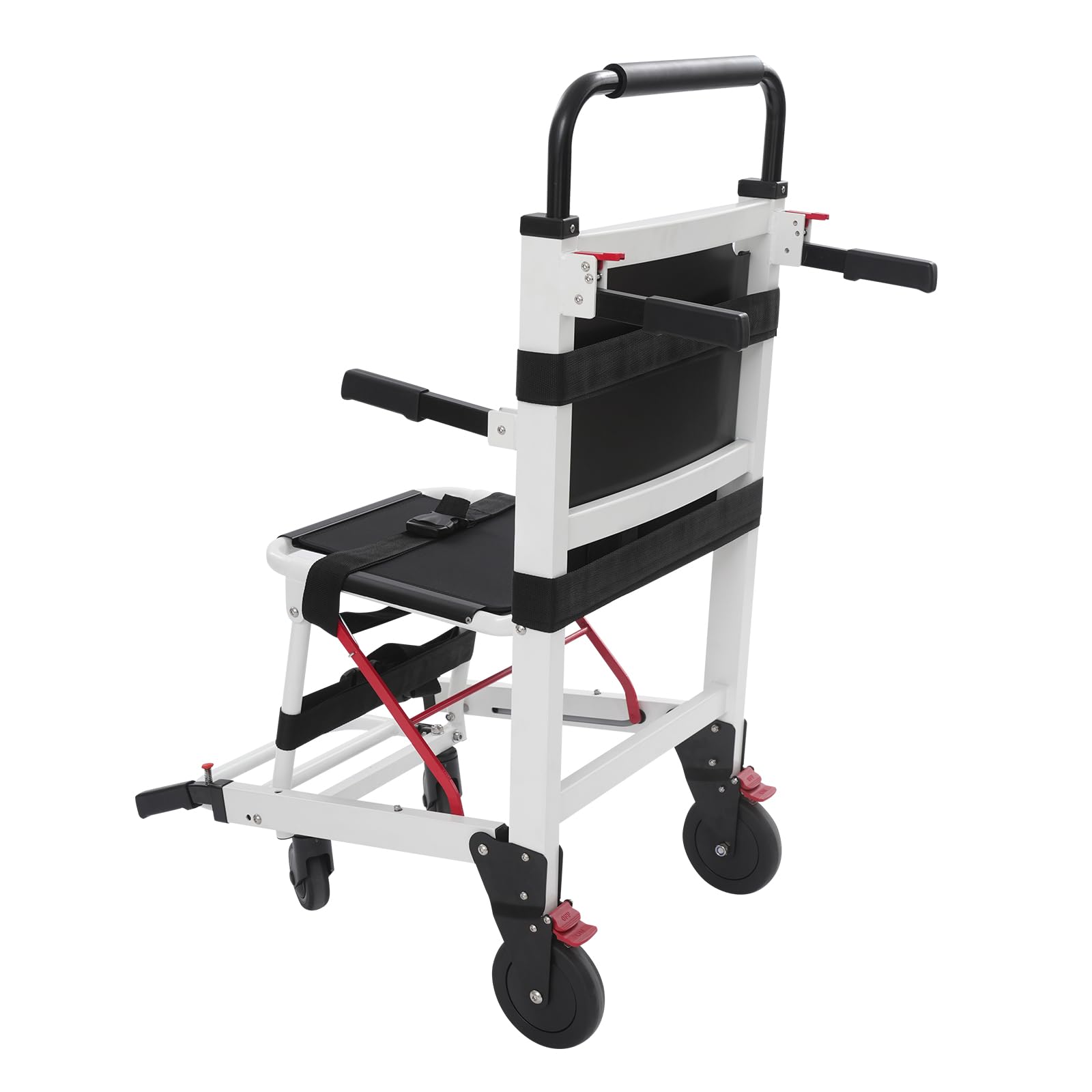 Silla de ruedas 2 en 1, capacidad de carga de 180 kg, ergonómica, con 4 correas para personas con movilidad reducida (blanco, negro)