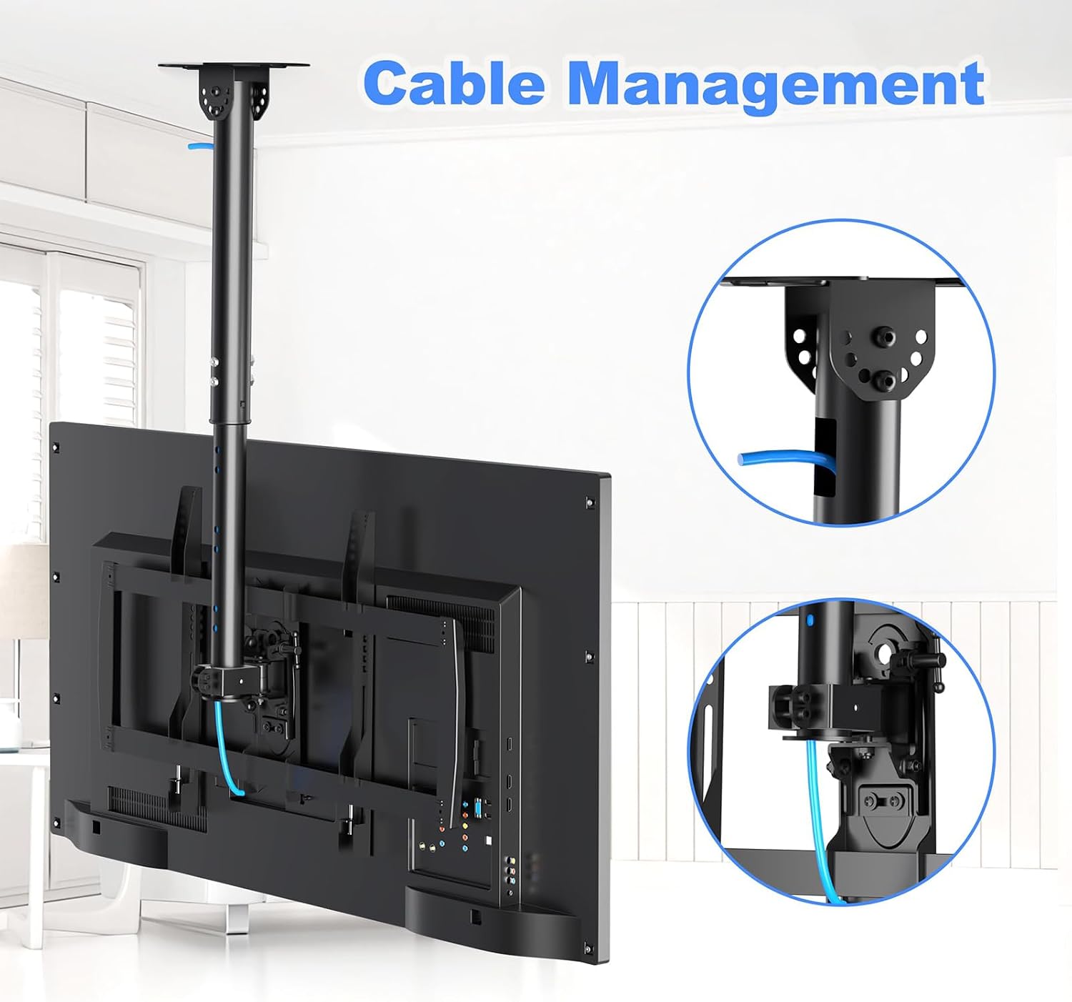 Ceiling TVs Mount Televisions Wall Stand for 32-70 Inch Screens Metal Frame Tilt Rotation Function Cable Management Mount for Living Room Installation