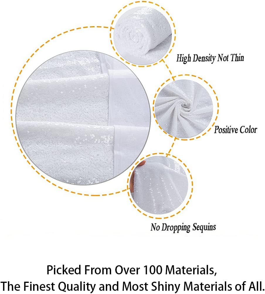 ShiDianYi White Sequin Fabric 15Ft 5 Yard Sequin Fabirc for Sewing Glitter Fabric by The Yard White Sparkle Fabric for Dress Sequin Mesh Fabric for Baby Shower Party Decoration