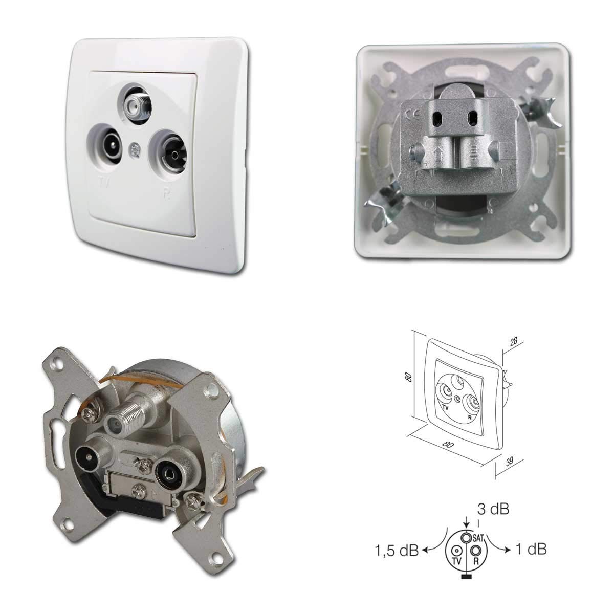 Presa Tv Passante Compatibile Vimar Plana 634b Bianco - MET - Foto 12